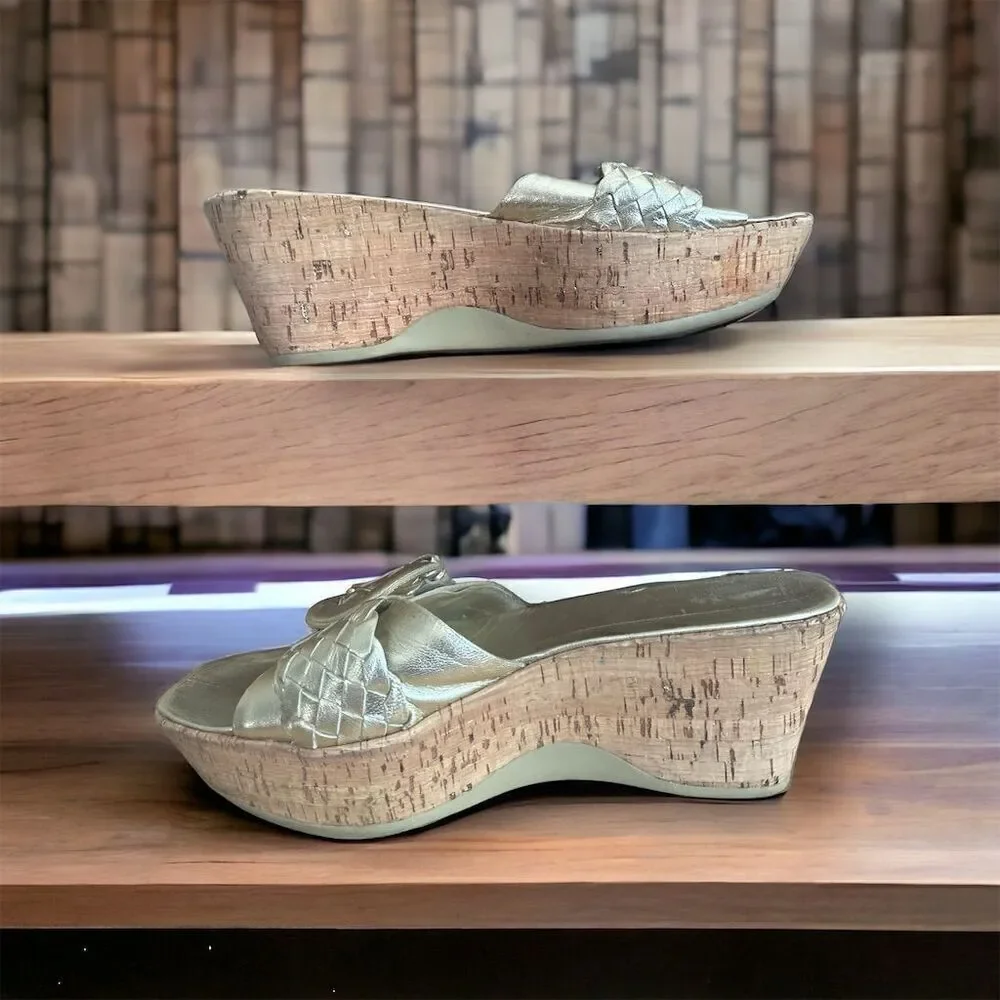 Nike Lab G Series Gold Wedge Sandals Women's Size 8B Braided Cork Heel